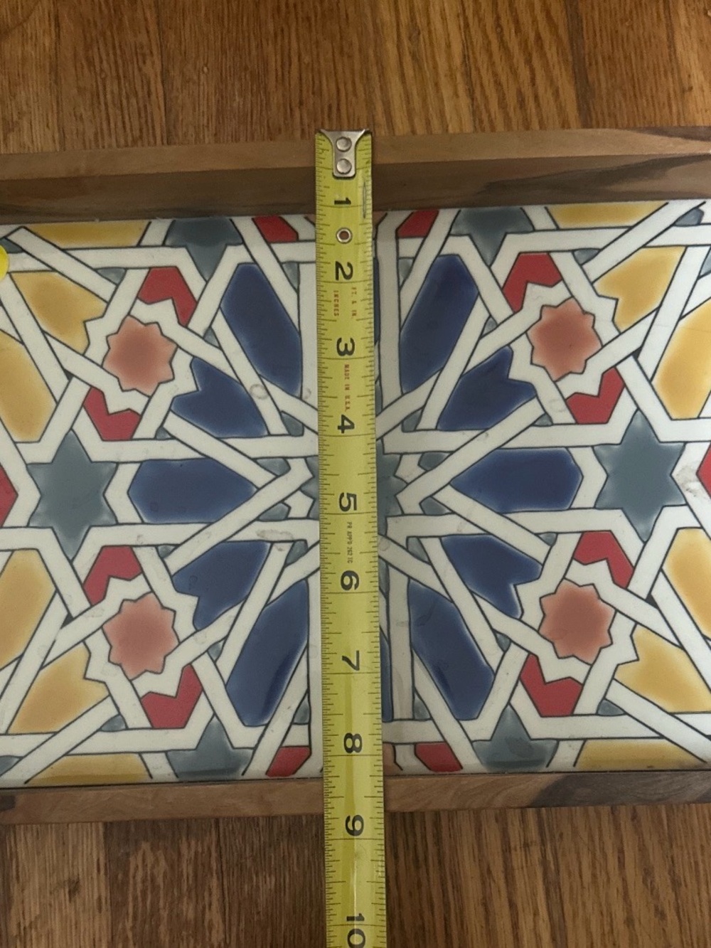 Handmade Geometric Decorative Tile Tray - Multicolor